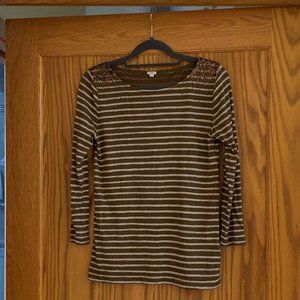 J Crew striped boatneck top with sparkle accent